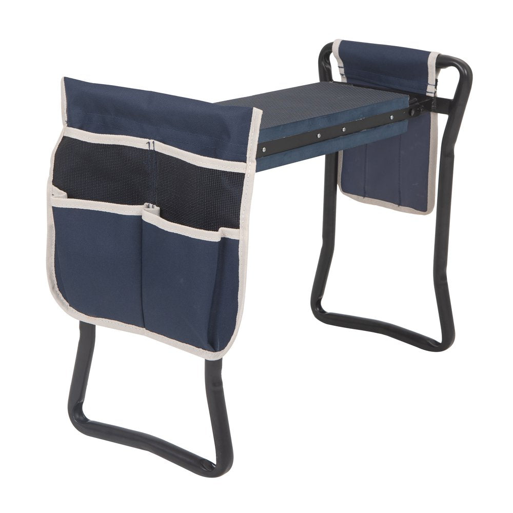 Steel Folding Gardening Kneeler with Blue Pockets