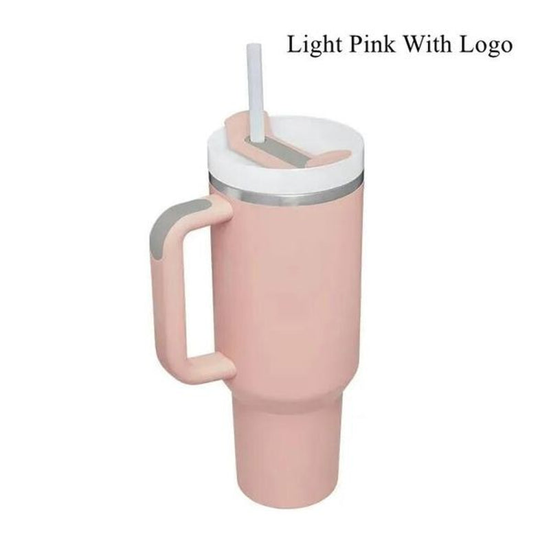 US STOCK 40Oz Quencher Tumblers Pink Cosmo Parada Co-Branded Flamingo Stainless Steel Valentines Day Gift Cups with Silicone Handle Lid and Straw Car Mugs